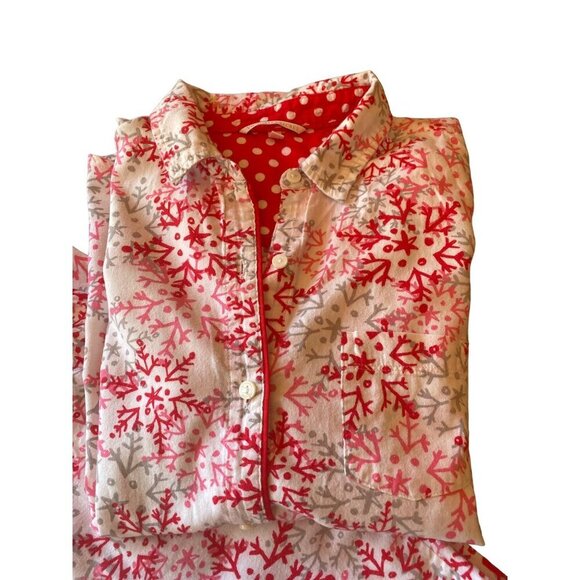 Victorias Secret White Red pink Flannel Snowflake Pajamas Size Small - Picture 2 of 8